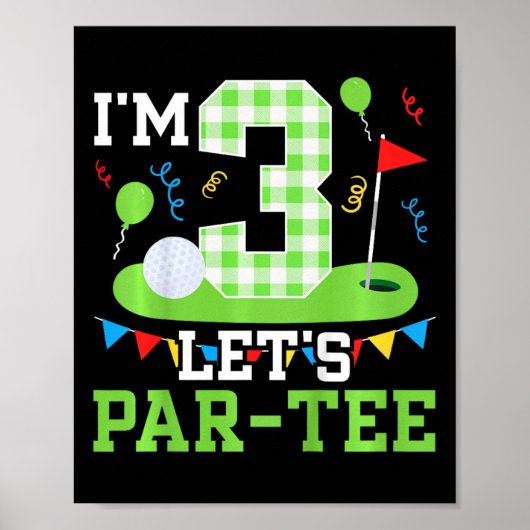 Kids 3rd Birthday Party Golf Boy Three Year Old Go ポスター (正面)