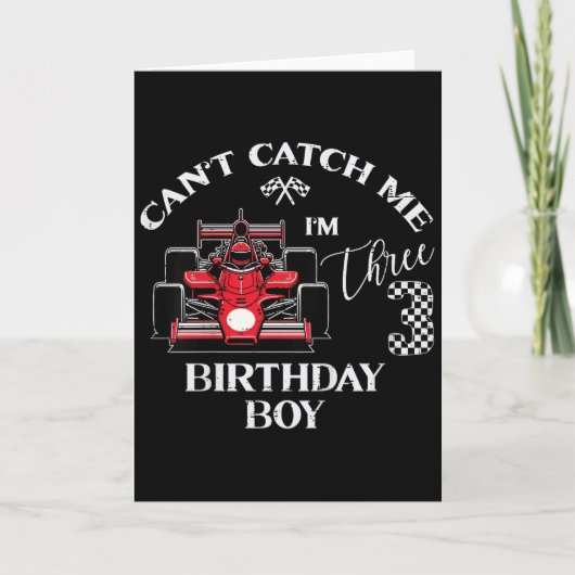 Kids 3rd Birthday Race Car Bday Boy Cant Catch Me カード (正面)