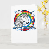 Kid's 3th Birthday Unicorn Rainbow Today I'm 3 カード (黄色い花)