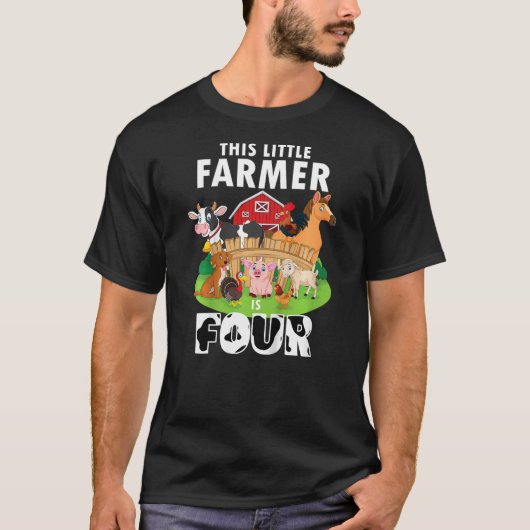 Kids 4 Yrs Old Little Farmer Cute 4th Birthday Far Tシャツ (正面)