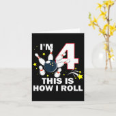 Kids 4th BirthdayボーリングI'm 4 How I 転が カード (黄色い花)
