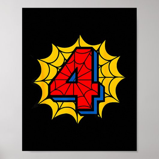 Kids 4th Birthday Sder Theme Party 4 Year Old Boys ポスター (正面)