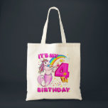 Kids 4th Birthday Unicorn Mermicorn Mermaid For Gi トートバッグ<br><div class="desc">Kids 4th誕生日ユニコーンメルミコーンマーメイドfor Girls 574</div>