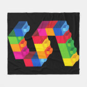 Kids 5 Year Old Building Blocks Birthday  Bricks 5 フリースブランケット (正面(横))