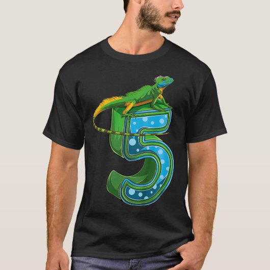 Kids 5 Year Old Lizard Reptile 5th Birthday Party  Tシャツ (正面)