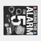 Kids 5 Year Old Police Birthday Officer Cop Car 5t フリースブランケット (正面(横))