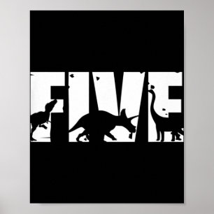 Kids 5 Years Old Birthday Boy Dinosaur T Rex Gift, ポスター