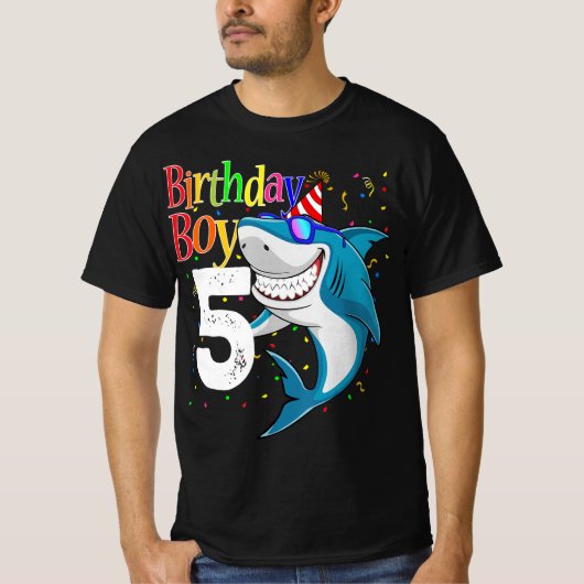 Kids 5th Birthday Boy Shark  Jaw-Some Five  Boys  Tシャツ (正面)