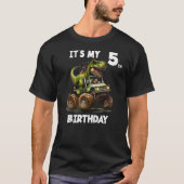 Kids 5th Birthday Boy - Turning 5 Dinosaur Tシャツ (正面)