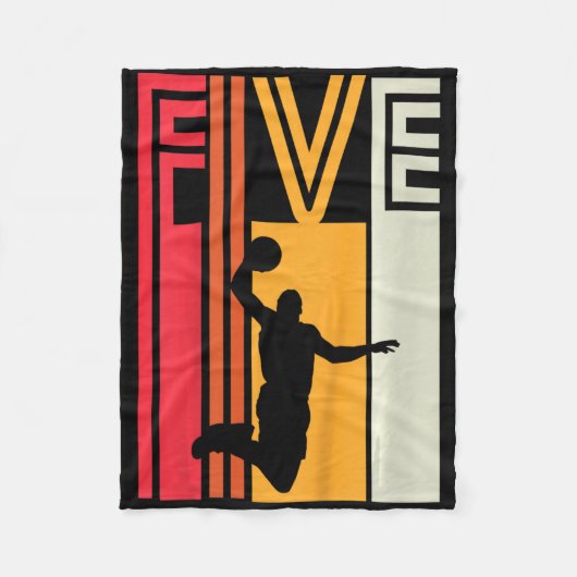 Kids 5th Birthday Bysketbyll Lover Gift 5 Years Ol フリースブランケット (正面)