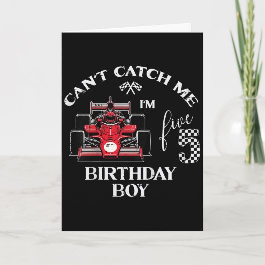 Kids 5th Birthday Race Car Bday Boy Cant Catch Me  カード (正面)