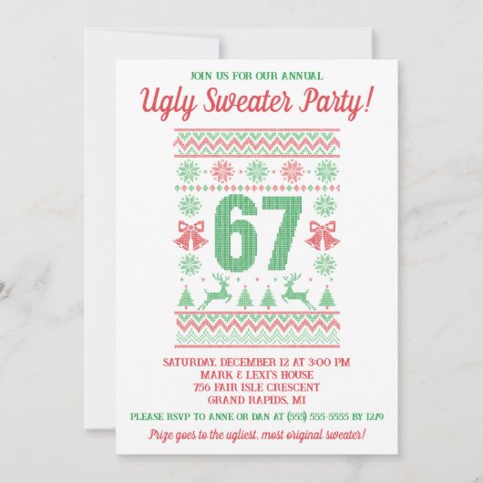 Kids' 67 Ugly Sweater Holiday Party 招待状 (正面)
