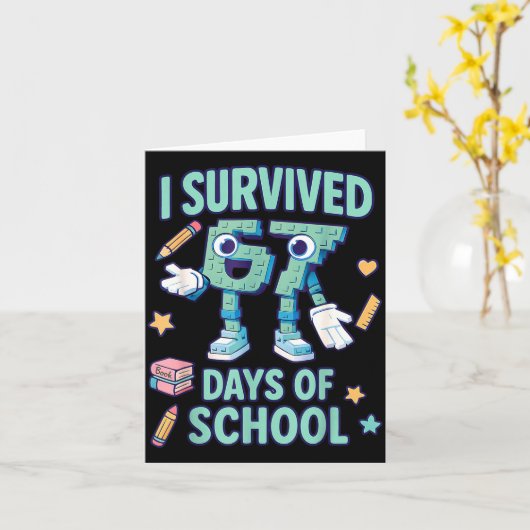 Kids 6-7 Meme I Survived 67 Days Of School カード (黄色い花)