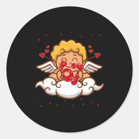 Kids 6 7 Meme Six Seven Cud 67 Valentines Day Todd ラウンドシール (正面)