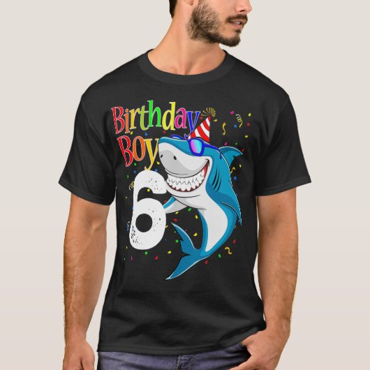 Kids 6th Birthday Boy Shark s JawSome Six  Boys  Tシャツ (正面)