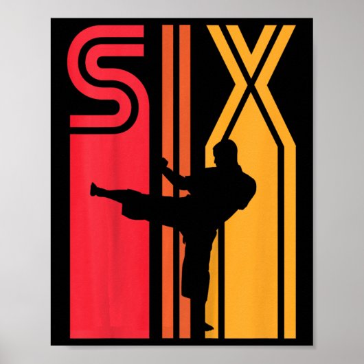 Kids 6th Birthday Gift Karate Retro Taekwondo Mart ポスター (正面)