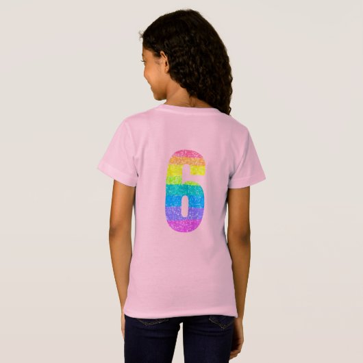 Kids 6th Birthday Rainbow Party Tシャツ (裏面フル)