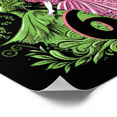 Kids 6th Birthday Witch Pink And Green 6 Years Old ポスター (角)