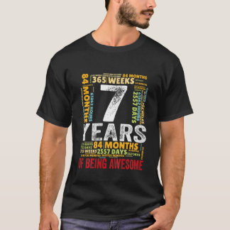 Kids 7 Years Old 7Th Birthday Being Awesome Months Tシャツ