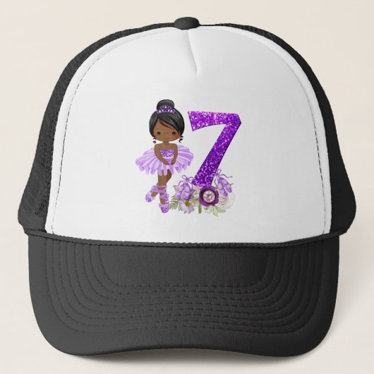 Kids 7th African American Ballet Dancer Birthday 7 キャップ (正面)