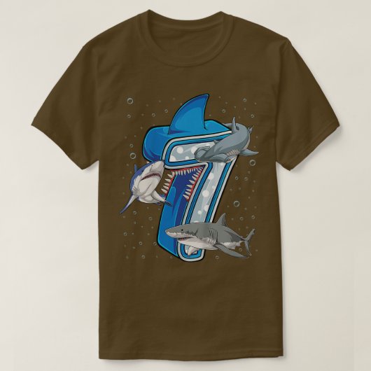 Kids 7th Birthday Boys Shark 7 years Old Ocean Sha Tシャツ (デザイン正面)