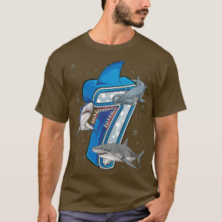 Kids 7th Birthday Boys Shark 7 years Old Ocean Sha Tシャツ