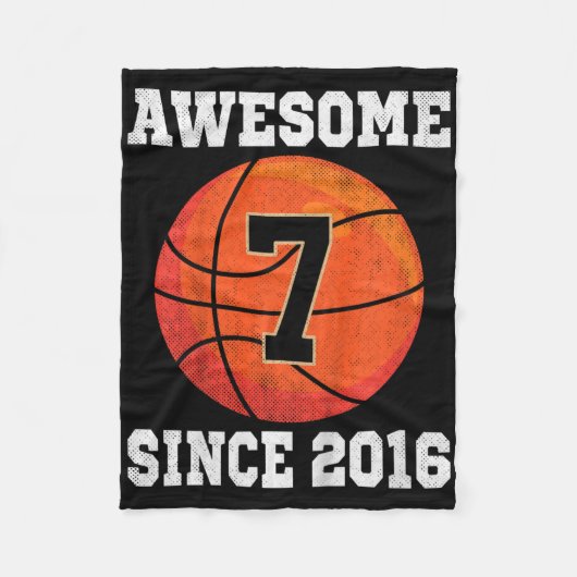 Kids 7th Birthday Bysketbyll Lover 7 Years Old Vin フリースブランケット (正面)