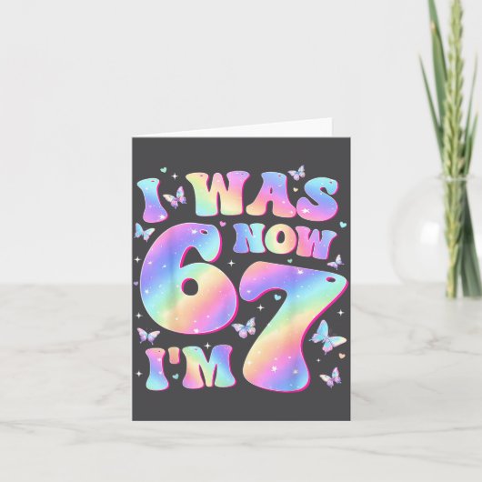 Kids 7th Birthday Girl Butterfly I Was 6 Now I'm 7 カード (正面)