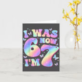 Kids 7th Birthday Girl Butterfly I Was 6 Now I'm 7 カード (黄色い花)