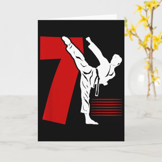Kids 7th Birthday Karate 7 Year Old Karate Birthda カード (黄色い花)