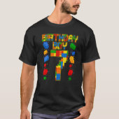 Kids 7th Birthday Master Builder 7 Years Old Block Tシャツ (正面)