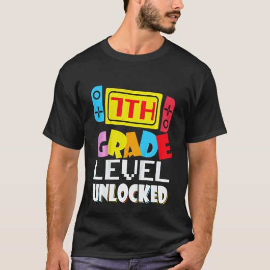 Kids 7th Grade Level Unlocked Video Gamer Back To  Tシャツ (正面)