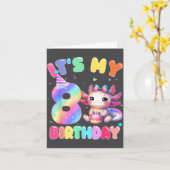 Kids 8 Year Old Bday Cute Axolotl It's My 8th Birt カード (黄色い花)
