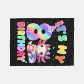 Kids 8 Year Old Bday Cute Axolotl It's My 8th Birt フリースブランケット (正面(横))