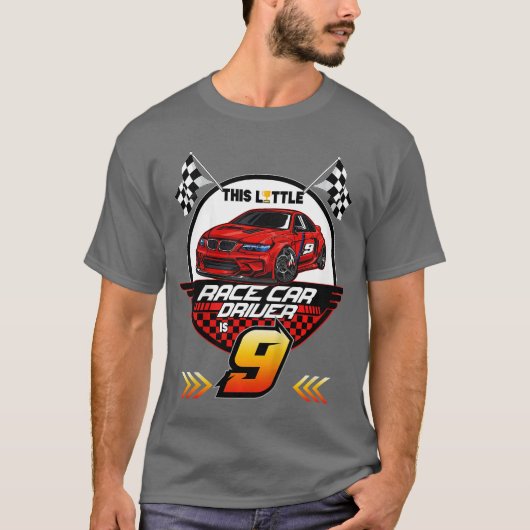 Kids 9 Year Old Race Birthday Tee 9th Racing Party Tシャツ (正面)