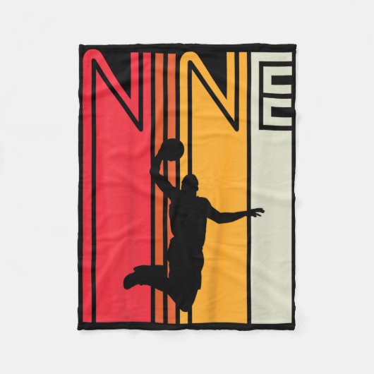 Kids 9th Birthday Bysketbyll Lover 9 Years Old Ret フリースブランケット (正面)