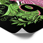 Kids 9th Birthday Witch Pink And Green 9 Years Old ポスター (角)