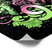 Kids 9th Birthday Witch Pink And Green 9 Years Old ポスター (角)