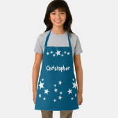 Kid's add name stars white blue エプロン (インサイチュ)