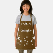 Kid's add name stars white brown エプロン (インサイチュ)