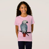 Kid's African Gray Parrot Shirt Parrot Art Tシャツ (正面フル)