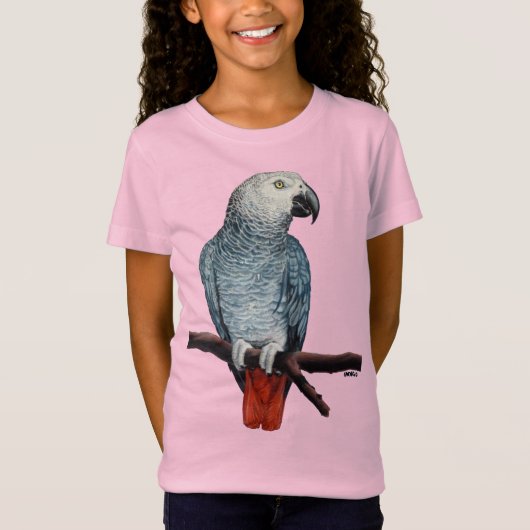 Kid's African Gray Parrot Shirt Parrot Art Tシャツ (正面)
