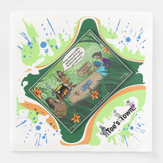 Kids And Cursive | Dry Logic Humor Dinner Napkin (正面)