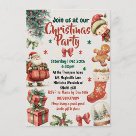 Kids and Family Christmas party invitation 招待状