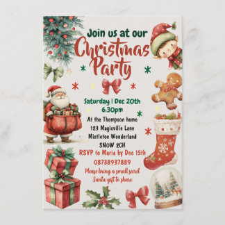 Kids and Family Christmas party invitation 招待状