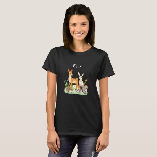 Kids Animal deer rabbit hedgehog Felix Tシャツ (正面フル)