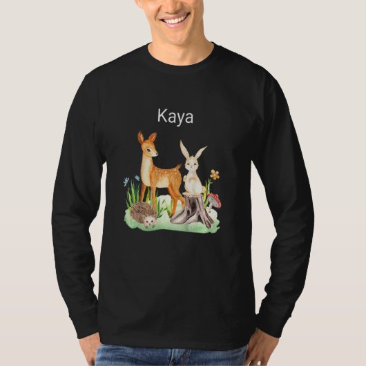 Kids Animal deer rabbit hedgehog Kaya Tシャツ (正面)