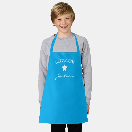 kids apron blue - baking apron for kids エプロン (着用した状態)