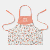 Kids Apron Red Poppies + Name エプロン (正面)