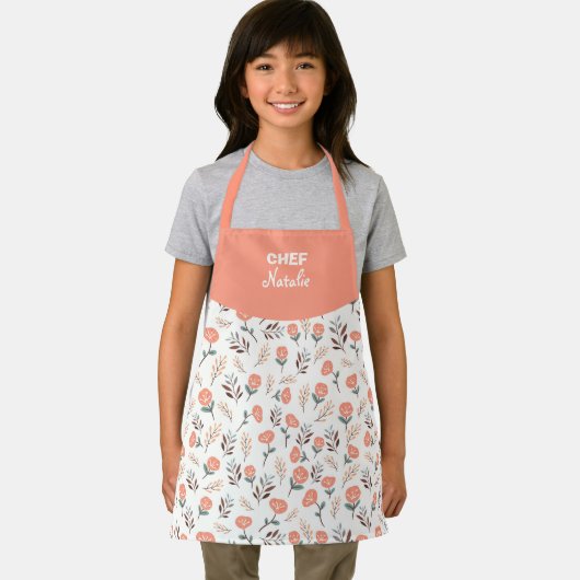 Kids Apron Red Poppies + Name エプロン (インサイチュ)
